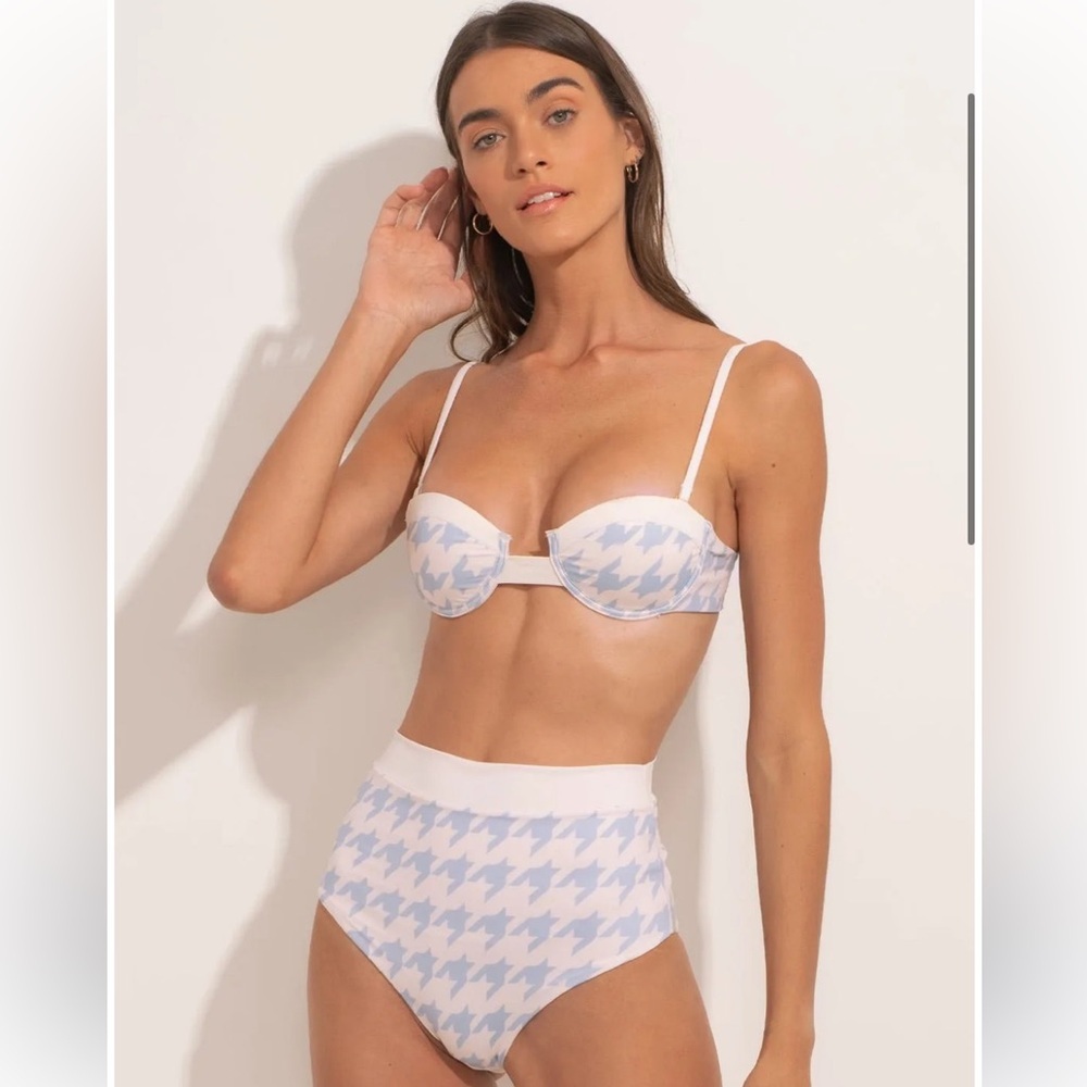 Ancora Swim The Vichy Muse Light Blue Swim bikini top new with tags